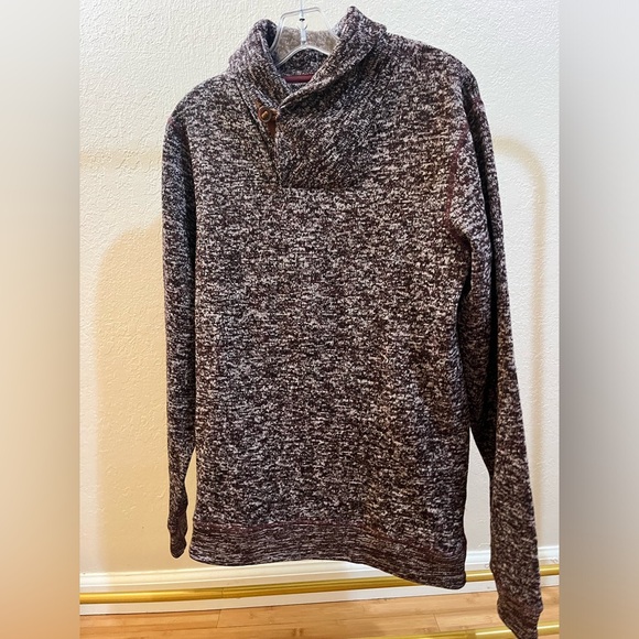 Le 31 Par Simons V Neck Turtleneck Sweater Men’s Size M 100% Polyester Maroon - Picture 2 of 16